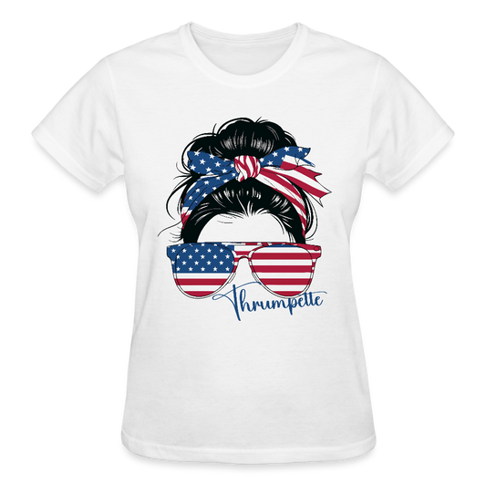 Thrumpette Political Tee – Bold, Patriotic, Unapologetically You Gildan Ultra Cotton Ladies T-Shirt - white